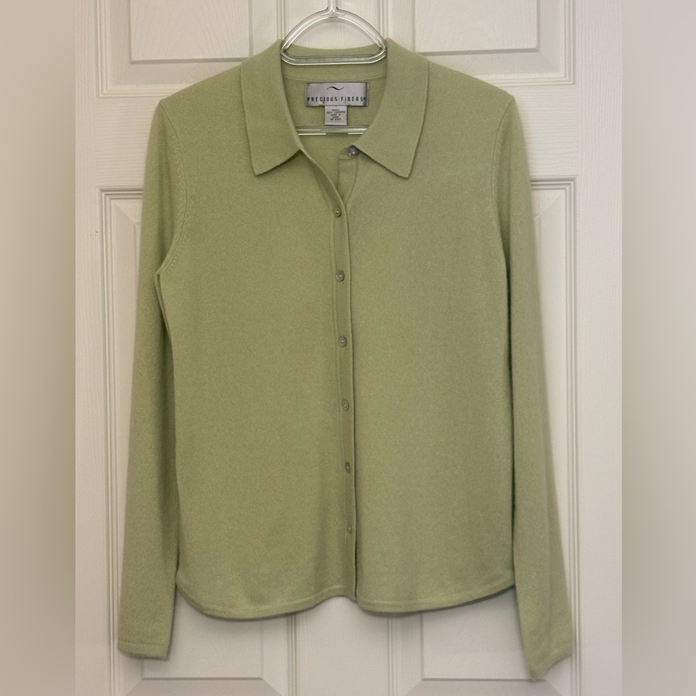 Precious Fibers Cashmere Collared Cardigan Swaeater